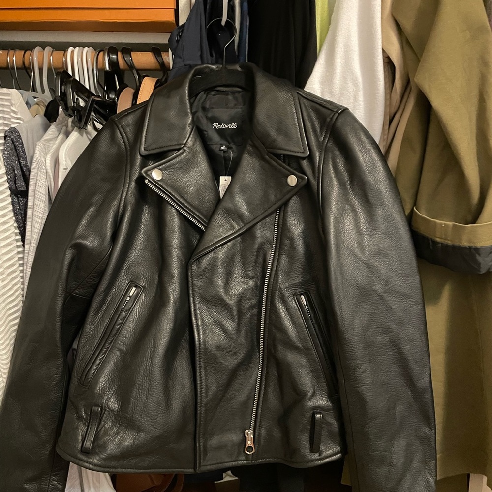 Madewell motorcycle black leather jacket NWT